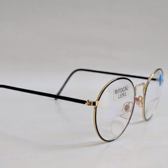 NWT True Vintage 90's Round Metal Bi-Focal Reading Glasses (Gold/Black) - Picture 2 of 5